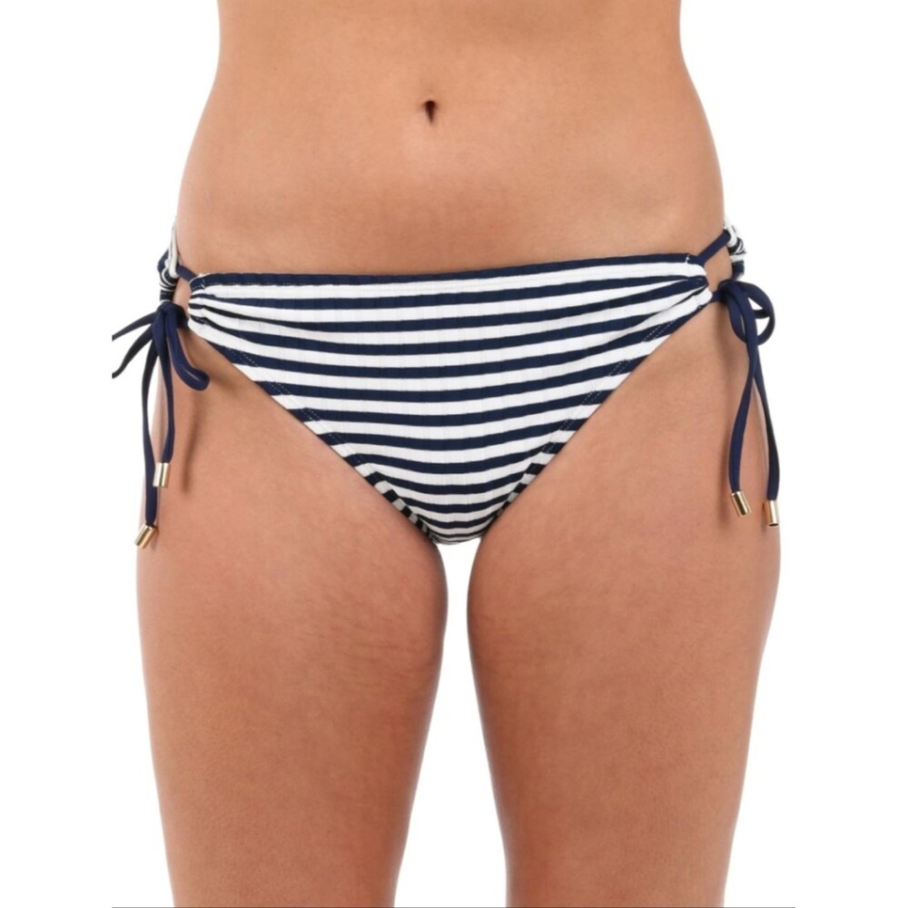 NWT La Blanca Side Tie Hipster Swim Bikini Bottoms Set Sail Striped White - 8